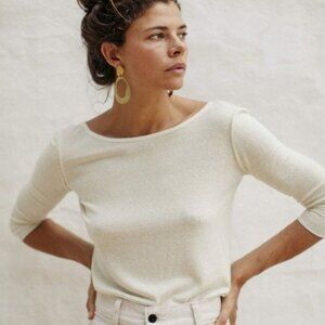 Ozma Ballet Silk Noil Jersey Top; Natural/Ivory Color; Size Large